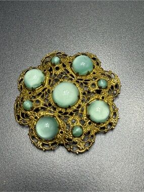 Vintage West German Brooch with Givre Glass